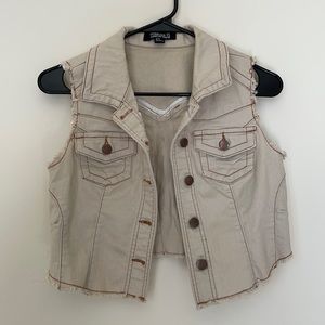Forever 21 Beige Mini Denim Vest